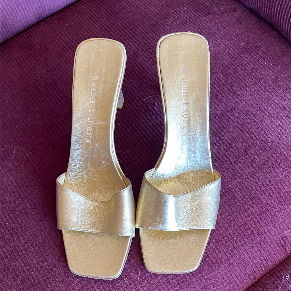 Ralph Lauren Metallic Gold Slide Mules